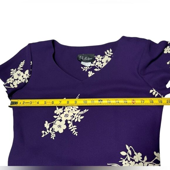 Vintage S.L. Fashions Two Piece Purple Skirt Set Matching Top Floral Pattern - Picture 5 of 10